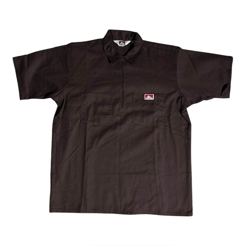 Ben Davis Half Zip Polo Shirt Brown